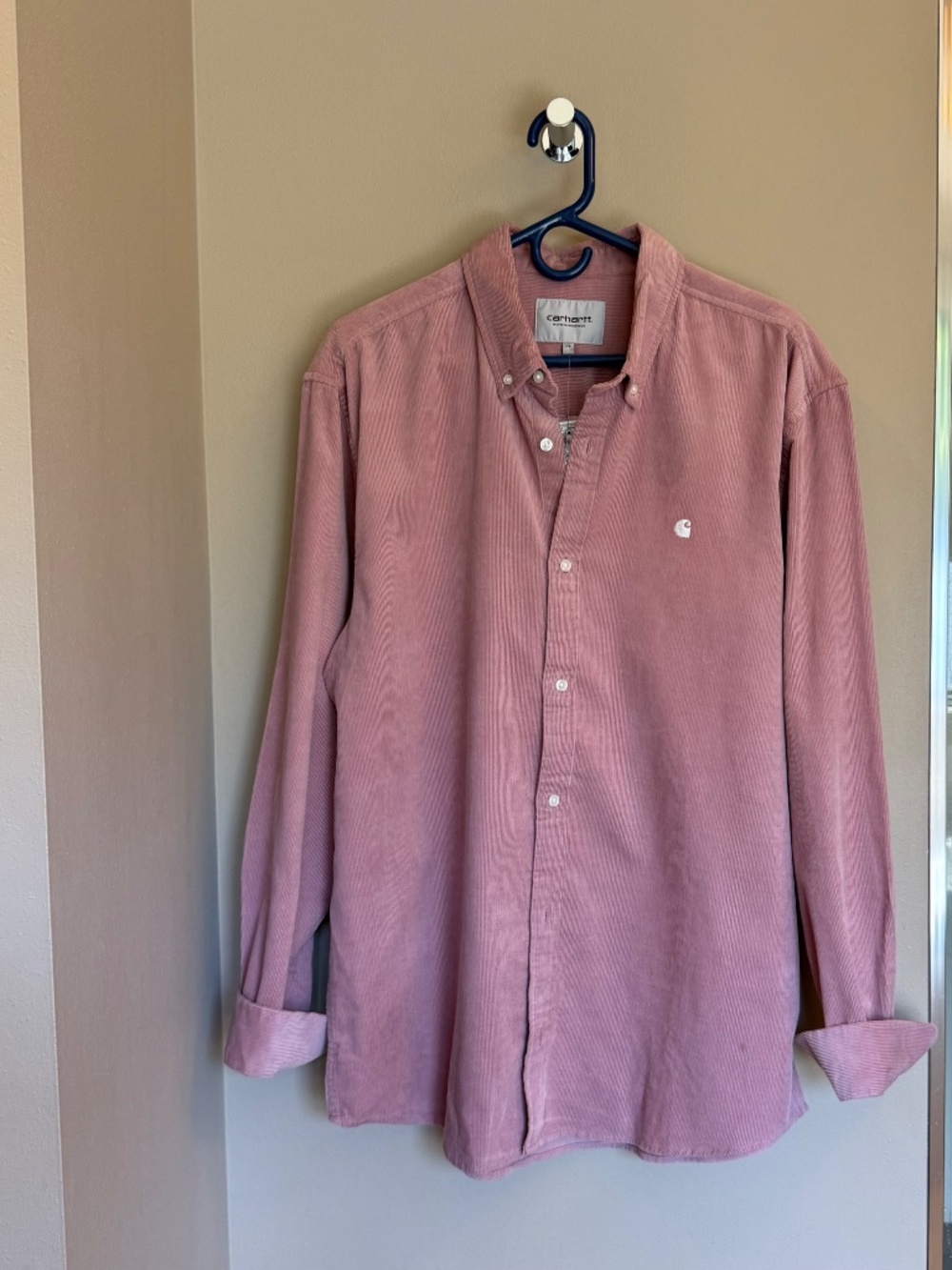 Men's Carhartt WIP Madison Fine Cord Shirt in Glassy Pink / Wax NWT Size XL